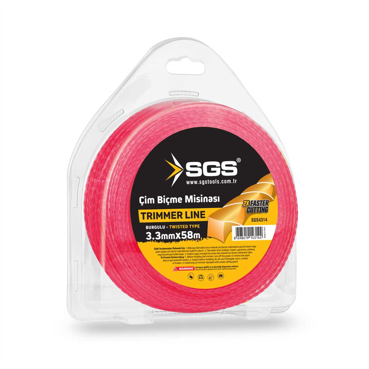 SGS4314 TIRPAN MİSİNASI 3.3 MM 58 METRE BURGULU (PEMBE)